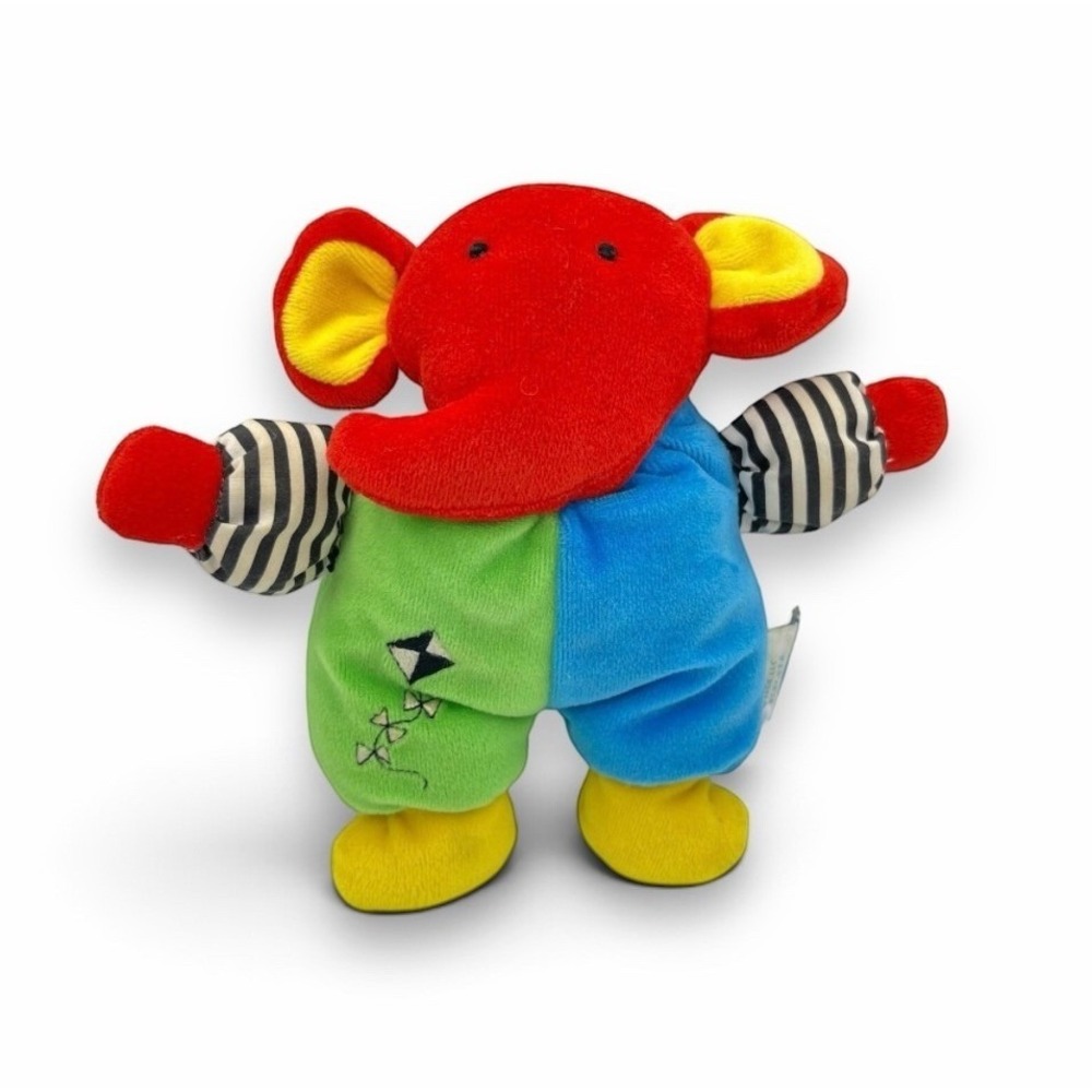 Eden Elephant Kite Plush Lovey Primary  Colors Rattle Toy 7" Vintage 90s